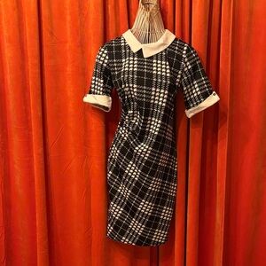 Classic Black and White Plaid Dress